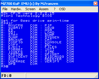 SUC 40 column CP/M version using the K&P floppy drive SFD700 activated by "JF000"