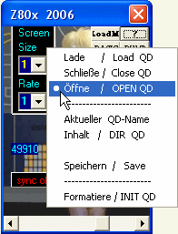 The Quick Disk actions window