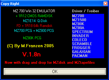 Copyright infomation window