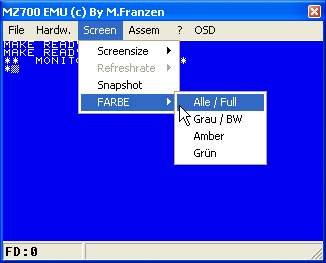 Screen color selection
