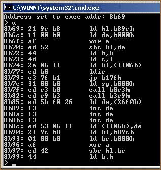 Disassembler mode output
