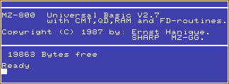 MZ-800 Universal Basic V2.7 by Ernst Hanique