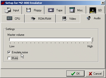 Setup parameters for audio