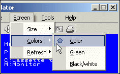 Setup for the color mode