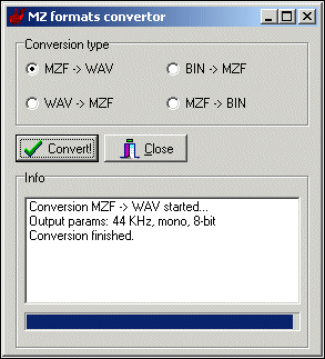 Conversion completion of MZF to WAV