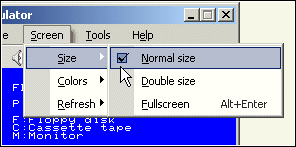 Setup for the screen size