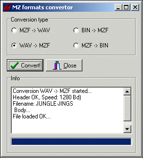 Concersion completion of WAV to MZF