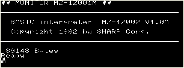 Screenshot of the MZ-2000/2200 Color Basic MZ-1Z002