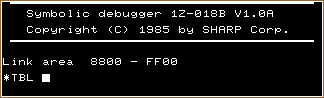 Sharp symbolic debugger 1Z-018B  MZ-700 / MZ-800