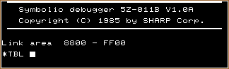 Sharp symbolic debugger 5Z-011B  MZ-700 / MZ-800
