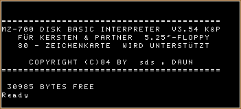 Screenshot of the 80-column screen