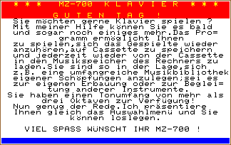 MZ-700 KLAVIER screen shot