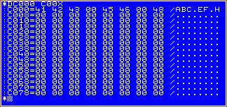 Dump command example with invalid hex value
