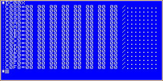 Dump command example with invalid hex value