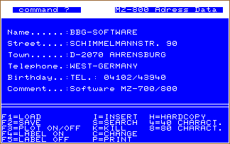 Example screenshot of Adress Data