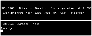 Initial screen of MZ-800 Disk Basic V1.5A ( K&P )