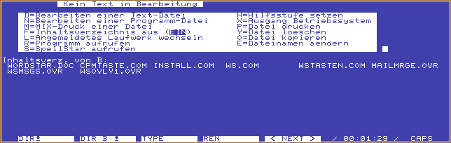 Example screenshot of WordStar