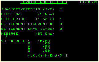 INVOICING screen shot