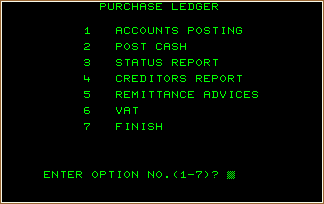 PURCHASE LEDGER screen shot